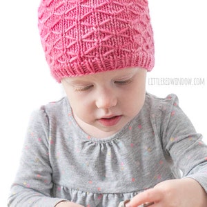 Trellis Stitch Hat KNITTING PATTERN / Diamond Pattern / Geometric Baby Hat/Geometric Pattern/ Diamond Knitting / Diamond Knit Stitch image 3