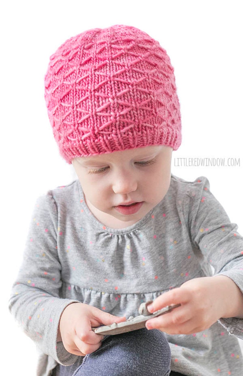 Trellis Stitch Hat KNITTING PATTERN / Diamond Pattern / Geometric Baby Hat/Geometric Pattern/ Diamond Knitting / Diamond Knit Stitch image 3