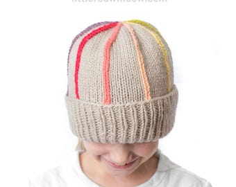 Rainbow Ridges Hat KNITTING PATTERN PDF Download