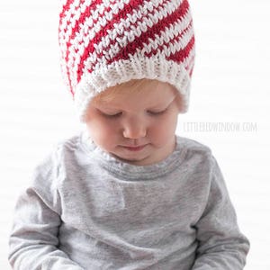 Baby Candy Cane Hat KNITTING PATTERN / Candy Cane Pattern / Fair Isle Pattern / Candy Cane Baby Hat / Striped Hat Pattern / Candy Canes image 6