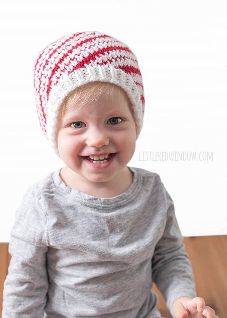 Baby Candy Cane Hat KNITTING PATTERN / Candy Cane Pattern / Fair Isle Pattern / Candy Cane Baby Hat / Striped Hat Pattern / Candy Canes image 3