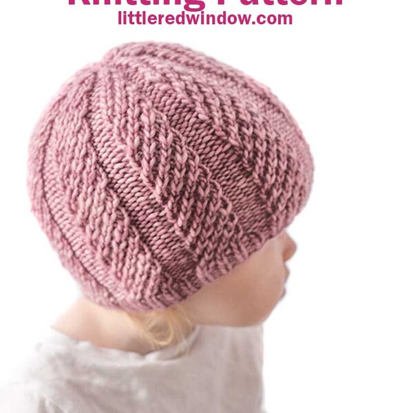 Twisted Rib Hat KNITTING PATTERN / Ribbed Hat Pattern / Ribbed Baby Hat / Brimmed Hat Pattern / Easy Knit Baby Hat / Rib Stitch
