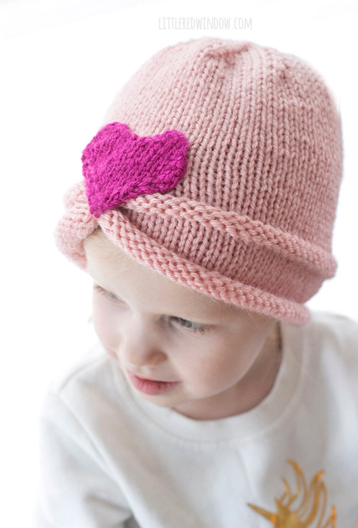 Gathered Heart Hat KNITTING PATTERN / Easy Knit Heart Pattern | Etsy