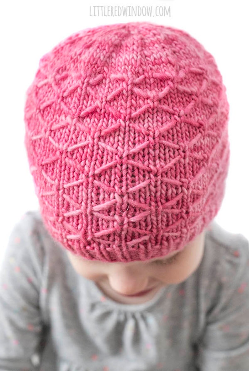 Trellis Stitch Hat KNITTING PATTERN / Diamond Pattern / Geometric Baby Hat/Geometric Pattern/ Diamond Knitting / Diamond Knit Stitch image 2