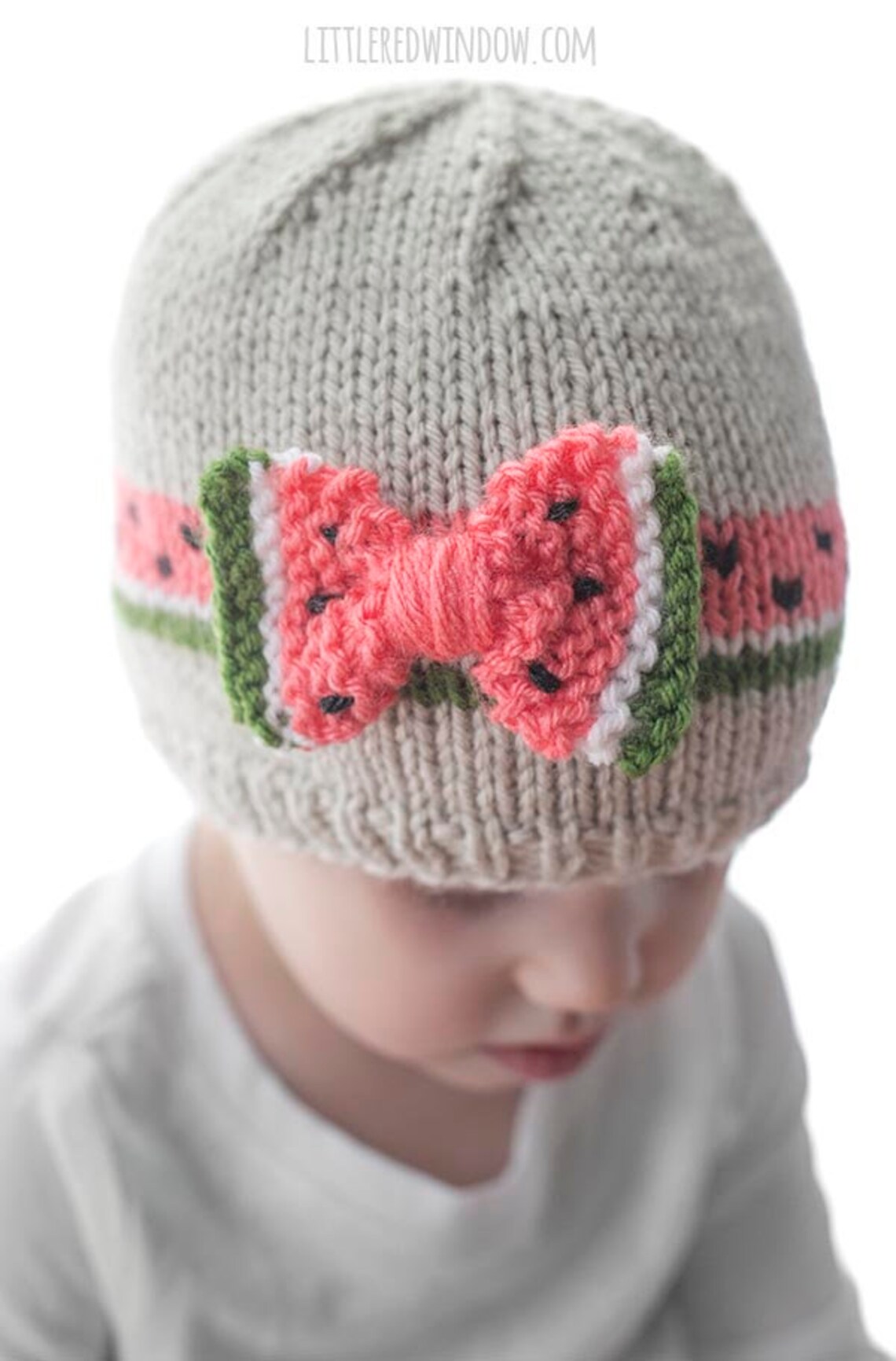 Watermelon Bow Baby Hat KNITTING PATTERN // Knitting Pattern Etsy