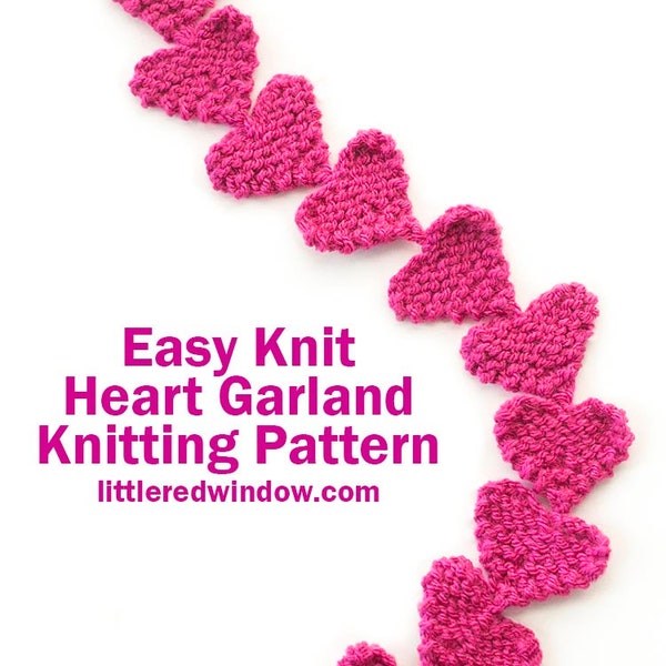 Easy Knit Heart Garland KNITTING PATTERN / Knit Heart Shape Pattern / Valentine's Day Knitting Pattern / Heart Shape Knitting Pattern