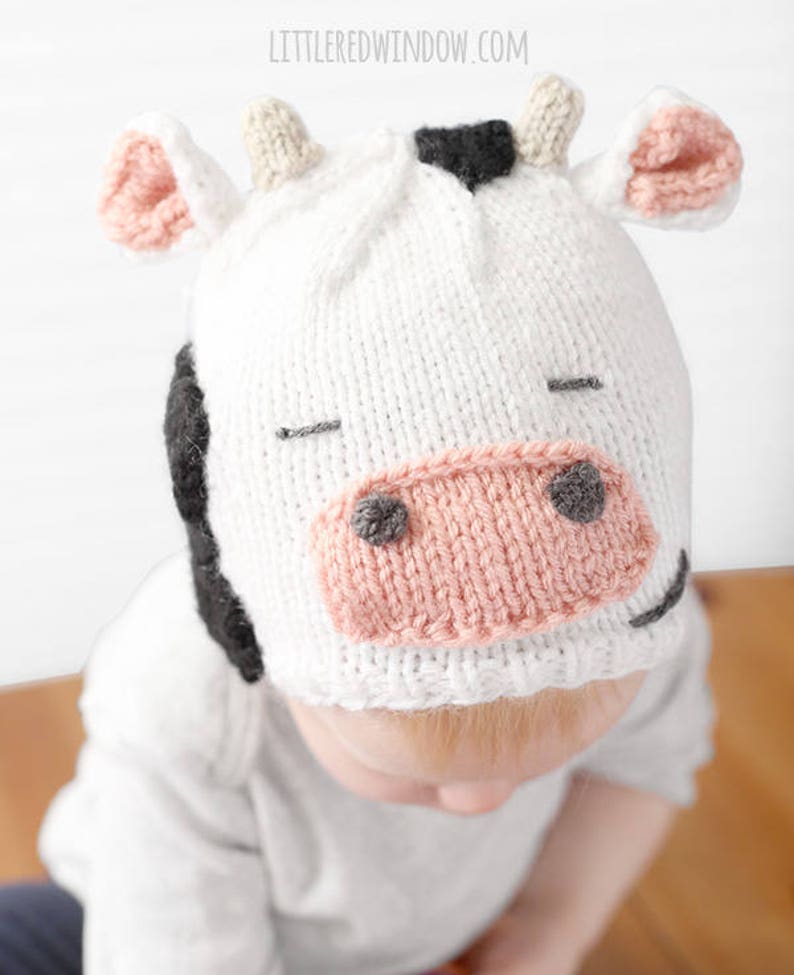 Cow Hat KNITTING PATTERN / Knit Cow Hat Pattern / Cow Hat For Baby / Cow Baby Outfit / Newborn Cow Hat / Baby Cow Hat / Cow Baby Hat image 4