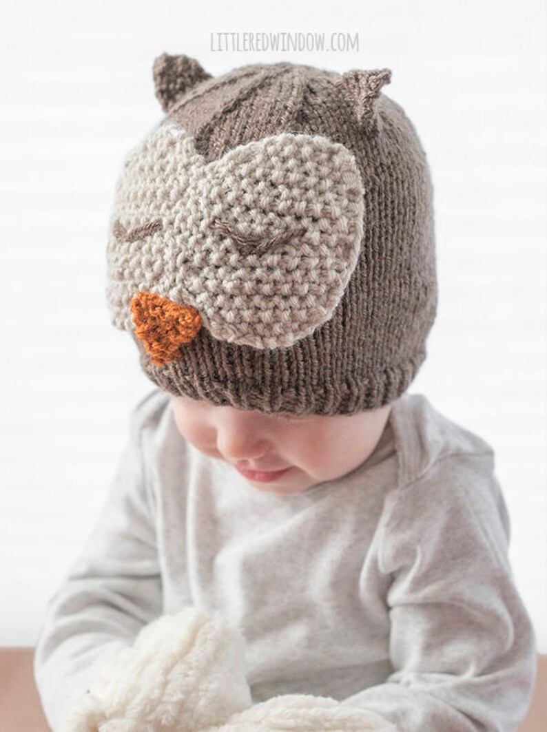 Owl Hat KNITTING PATTERN / Owl Hat Pattern / Knit Owl Hat Pattern / Knit Owl Hat / Sleepy Owl Hat / Owl Hat Baby / Baby Owl Beanie / Owl Hat image 4