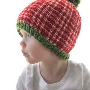 Christmas Plaid Hat KNITTING PATTERNS Save 33% / Plaid Hat Pattern/Christmas Hat Baby/Knit Hat Pattern/My First Christmas/Knit Christmas Hat image 6