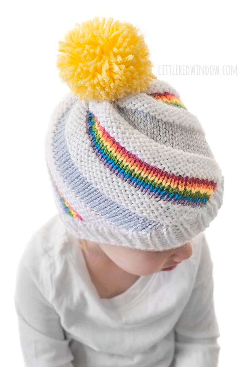 Rainbow Swirl Hat KNITTING PATTERN / Rainbow Pattern / Rainbow Etsy