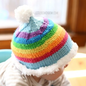 Rainbow Skies Baby Hat KNITTING PATTERN knit baby hat pattern for babies, infants sizes 0-3 months, 6 months, 12 months, 2T image 3