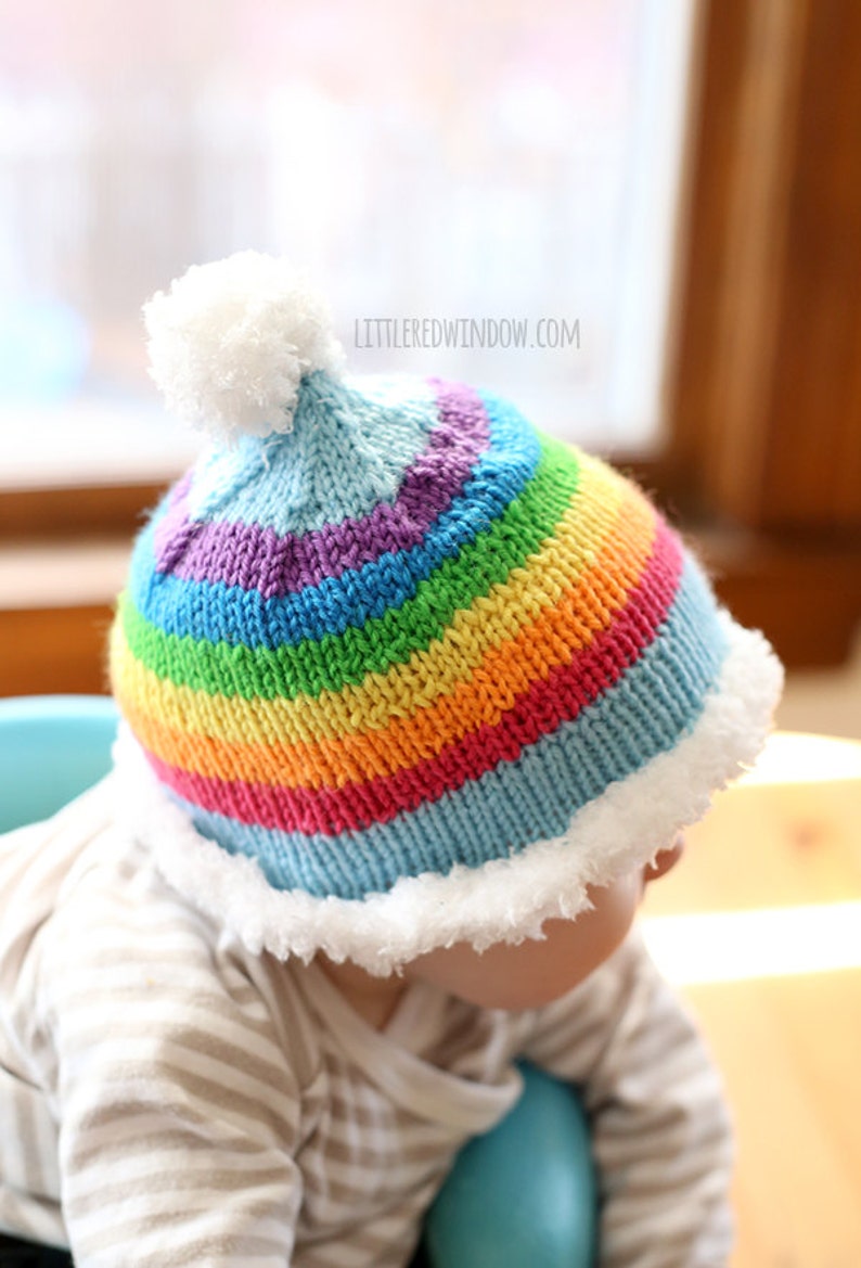 Rainbow Skies Baby Hat KNITTING PATTERN knit baby hat pattern for babies, infants sizes 0-3 months, 6 months, 12 months, 2T image 3