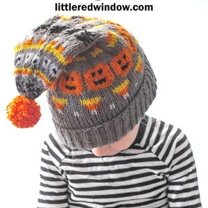 Halloween Zipfelmütze Strickmuster / Halloween Hat Strickmuster / Kürbis Strickmuster / Candy corn Strickmuster
