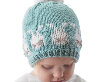 Easter Bunnies Hat KNITTING PATTERN / Bunny Hat Pattern / Baby Boy Easter Hat / Easter Bunny Outfit / Baby Easter Hat / Easter Outfit