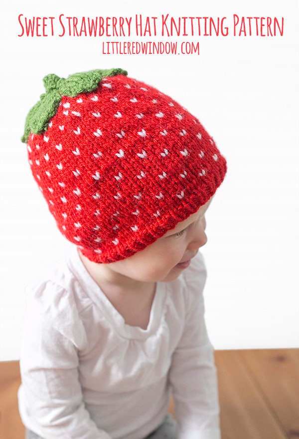 Baby Strawberry Hat KNITTING PATTERN / Fair Isle Knit Hat