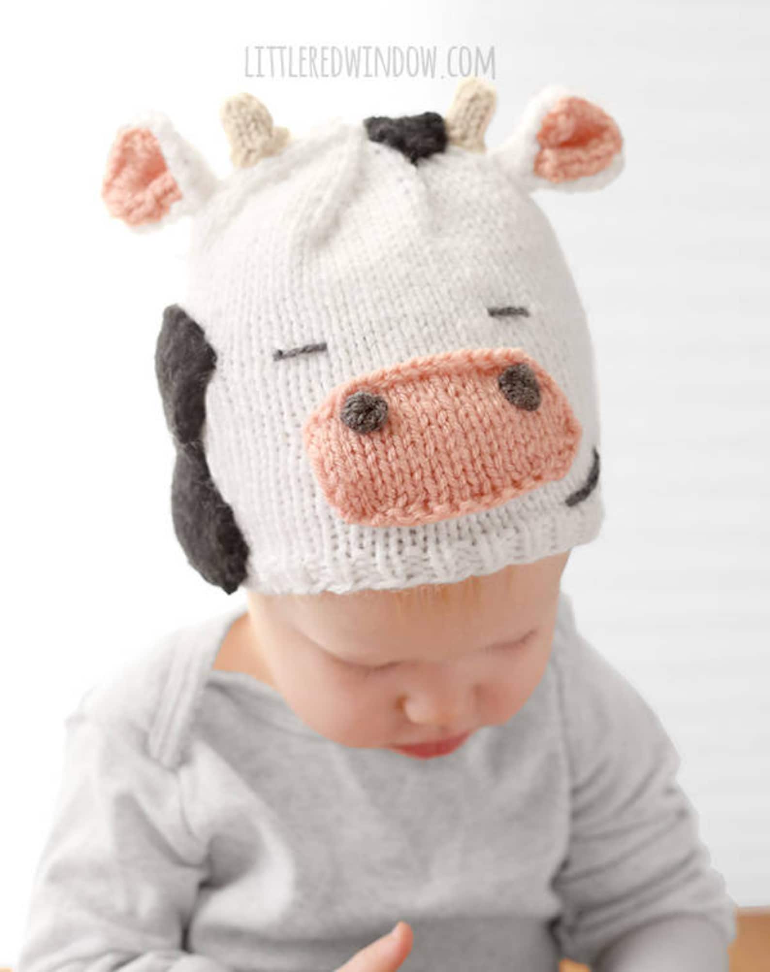 Cow Hat KNITTING PATTERN / Knit Cow Hat Pattern / Cow Hat for Baby ...