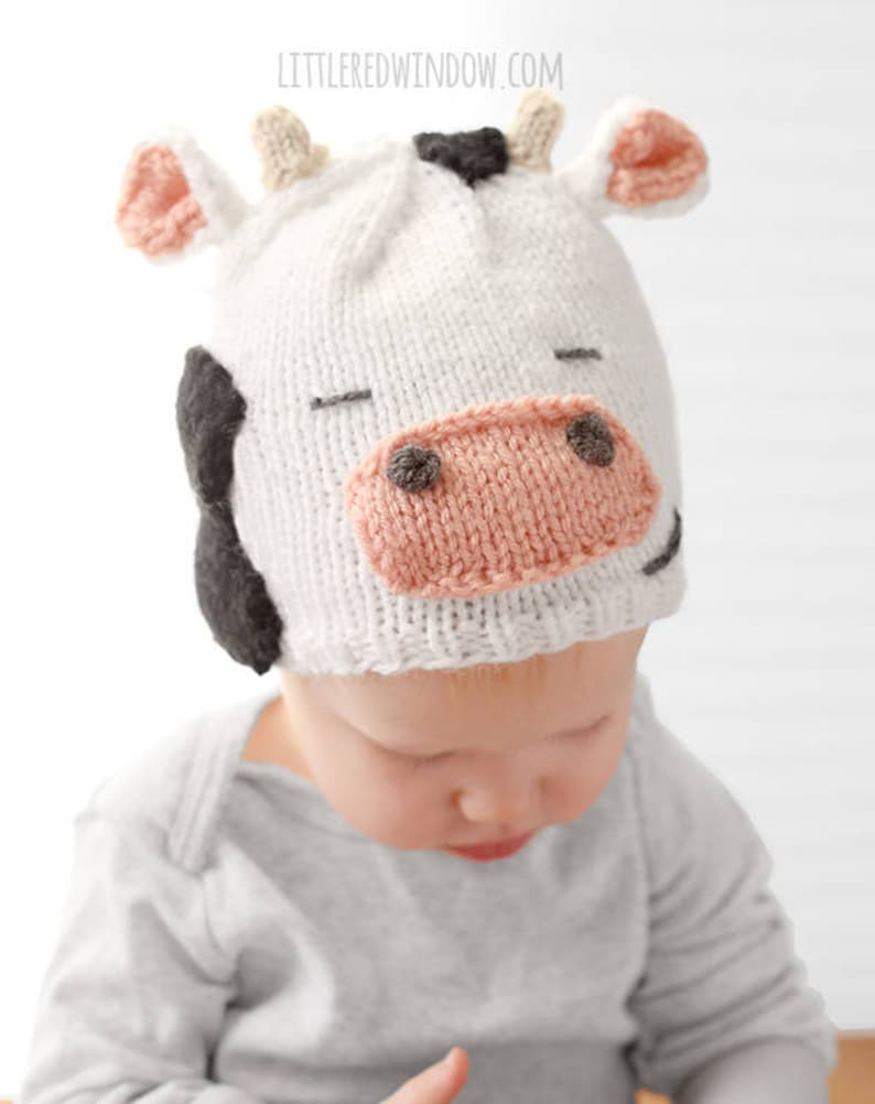 Cow Hat KNITTING PATTERN / Knit Cow Hat Pattern / Cow Hat For Baby / Cow Baby Outfit / Newborn Cow Hat / Baby Cow Hat / Cow Baby Hat image 2