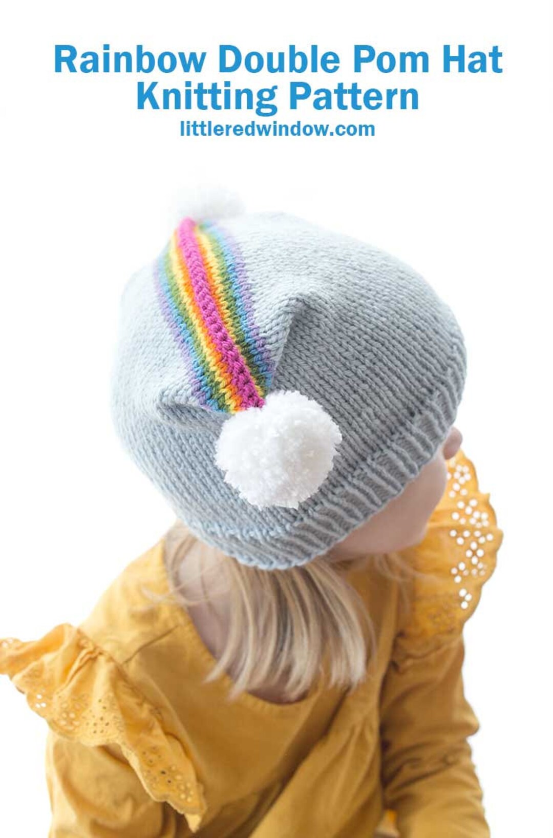 Rainbow Double Pom Pom Hat KNITTING PATTERN / Baby Pom Pom Hat Pattern ...
