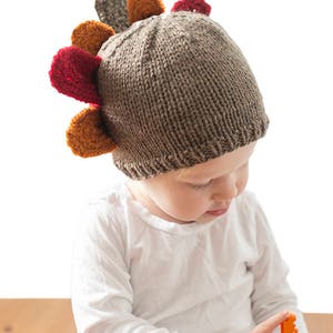 Thanksgiving Turkey Hat KNITTING PATTERN pour bébés et tout-petits / Turkey Hat Pattern / Newborn Turkey Hat /1st Thanksgiving/Knit Turkey Hat image 4