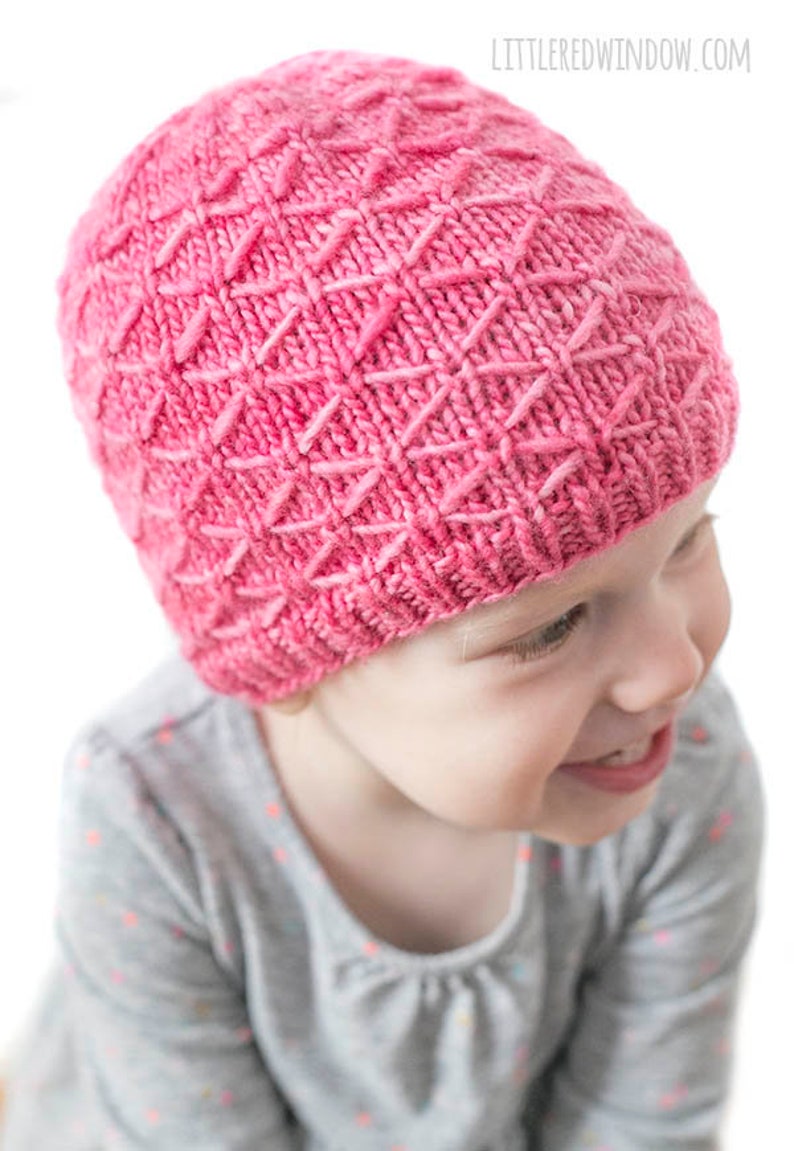 Trellis Stitch Hat KNITTING PATTERN / Diamond Pattern / Geometric Baby Hat/Geometric Pattern/ Diamond Knitting / Diamond Knit Stitch image 6