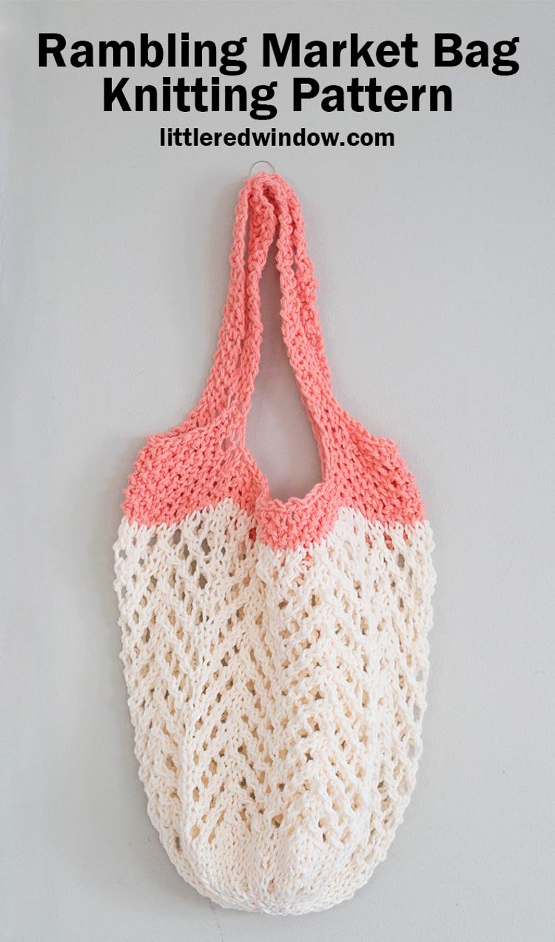 Rambling Market Bag KNITTING PATTERN / Cotton Market Bag Pattern / Produce Bag Knitting Pattern image 1