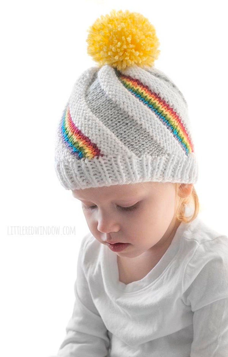 Rainbow Swirl Hat KNITTING PATTERN / Rainbow Pattern / Rainbow Etsy UK