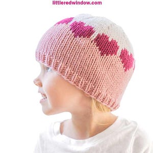 Colorblock Hat KNITTING PATTERN / Knit Heart Hat Pattern / Valentine Hat Knitting Pattern / Colorblocked Knit Pattern