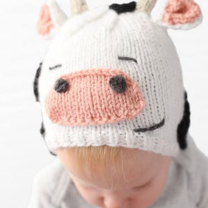 Cow Hat KNITTING PATTERN / Knit Cow Hat Pattern / Cow Hat For Baby / Cow Baby Outfit / Newborn Cow Hat / Baby Cow Hat / Cow Baby Hat image 3