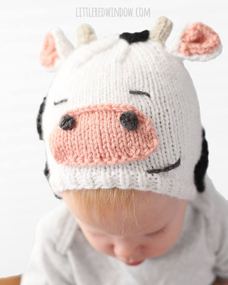 Cow Hat KNITTING PATTERN / Knit Cow Hat Pattern / Cow Hat For Baby / Cow Baby Outfit / Newborn Cow Hat / Baby Cow Hat / Cow Baby Hat image 3