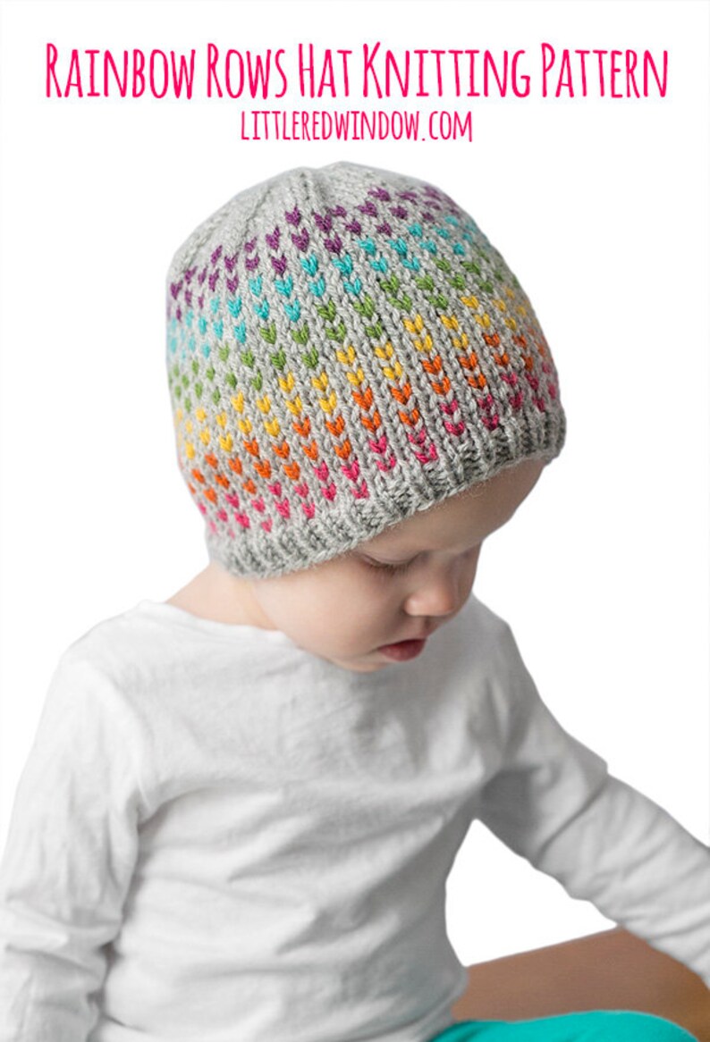 Rainbow Dots Hat KNITTING PATTERN / Colorful Hat Pattern / Etsy