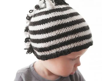 Zebra Hat KNITTING PATTERN / Zebra Pattern / Baby Animal Hats / Zebra Print Hat / Safari Baby Hat / Zebra Baby Shower / Baby Zebra Costume