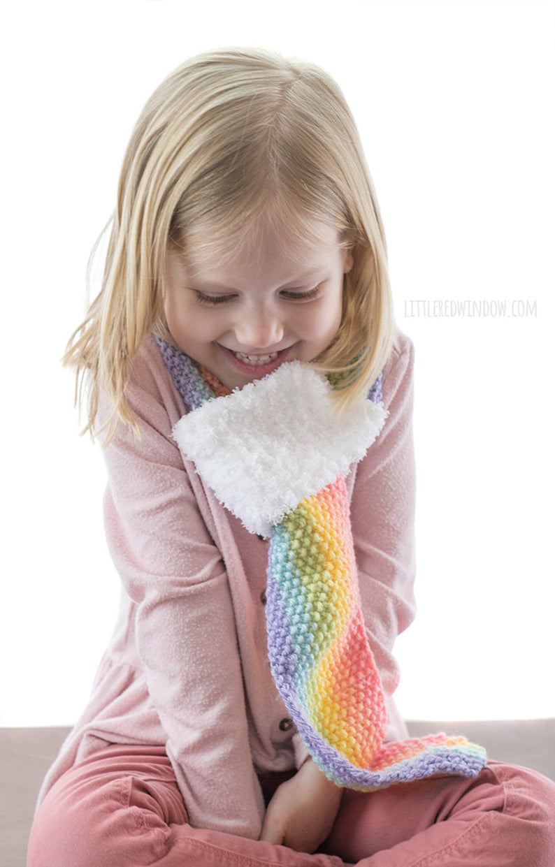 Rainbow Loop Scarf KNITTING PATTERN / Rainbow Scarf Pattern / Etsy