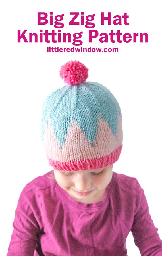 Big Zig Hat KNITTING PATTERN Knit Zig Zag Pattern Chevron Hat