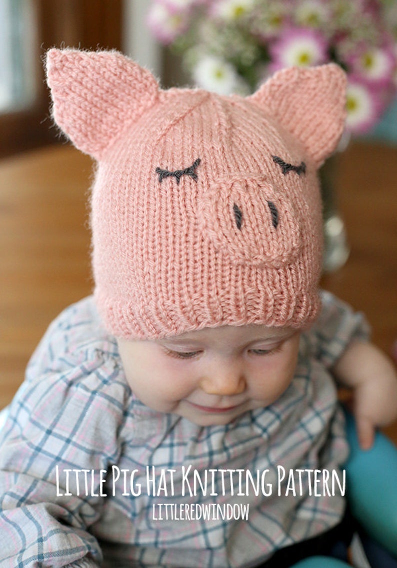 Baby Pig Hat KNITTING PATTERN / Pig Knitting Pattern / Kids image 4