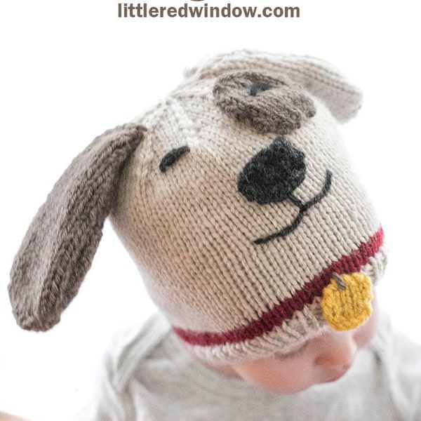 Puppy Dog Hat KNITTING PATTERN / Easy Dog Hat Knitting Pattern / Baby Hat Knitting Pattern with Ears / Baby Puppy Hat Pattern