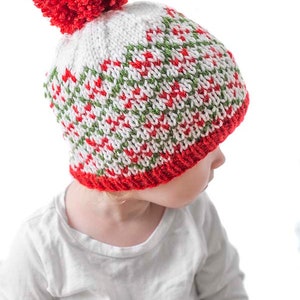 Christmas Plaid Hat KNITTING PATTERNS Save 33% / Plaid Hat Pattern/Christmas Hat Baby/Knit Hat Pattern/My First Christmas/Knit Christmas Hat image 3