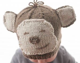 Baby Monkey Hat KNITTING PATTERN / Monkey Hat Pattern / Monkey Beanie / Baby Monkey Costume / Baby Monkey Outfit / Knit Monkey Pattern