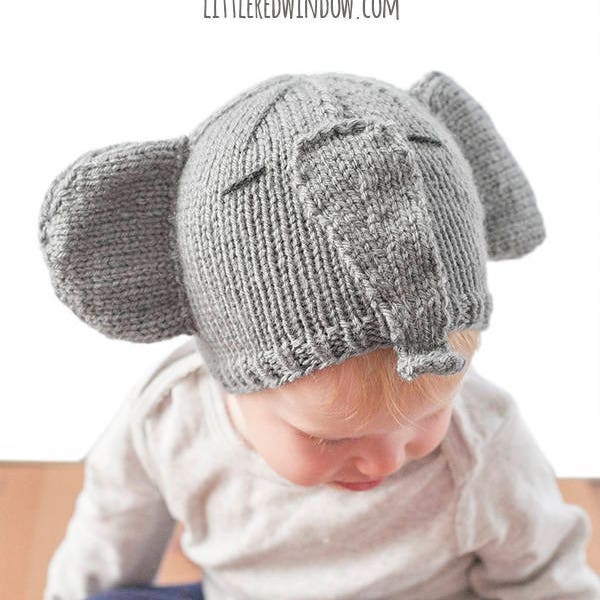 Baby Elephant Hat KNITTING PATTERN / Elephant Pattern / Baby Elephant Outfit / Elephant Photo Prop / Elephant Beanie / Elephant Nursery