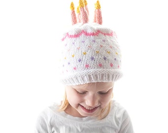 Birthday Cake Hat KNITTING PATTERN / Birthday Hat Knitting Pattern / Knit Birthday Present / First Birthday Knitting Pattern