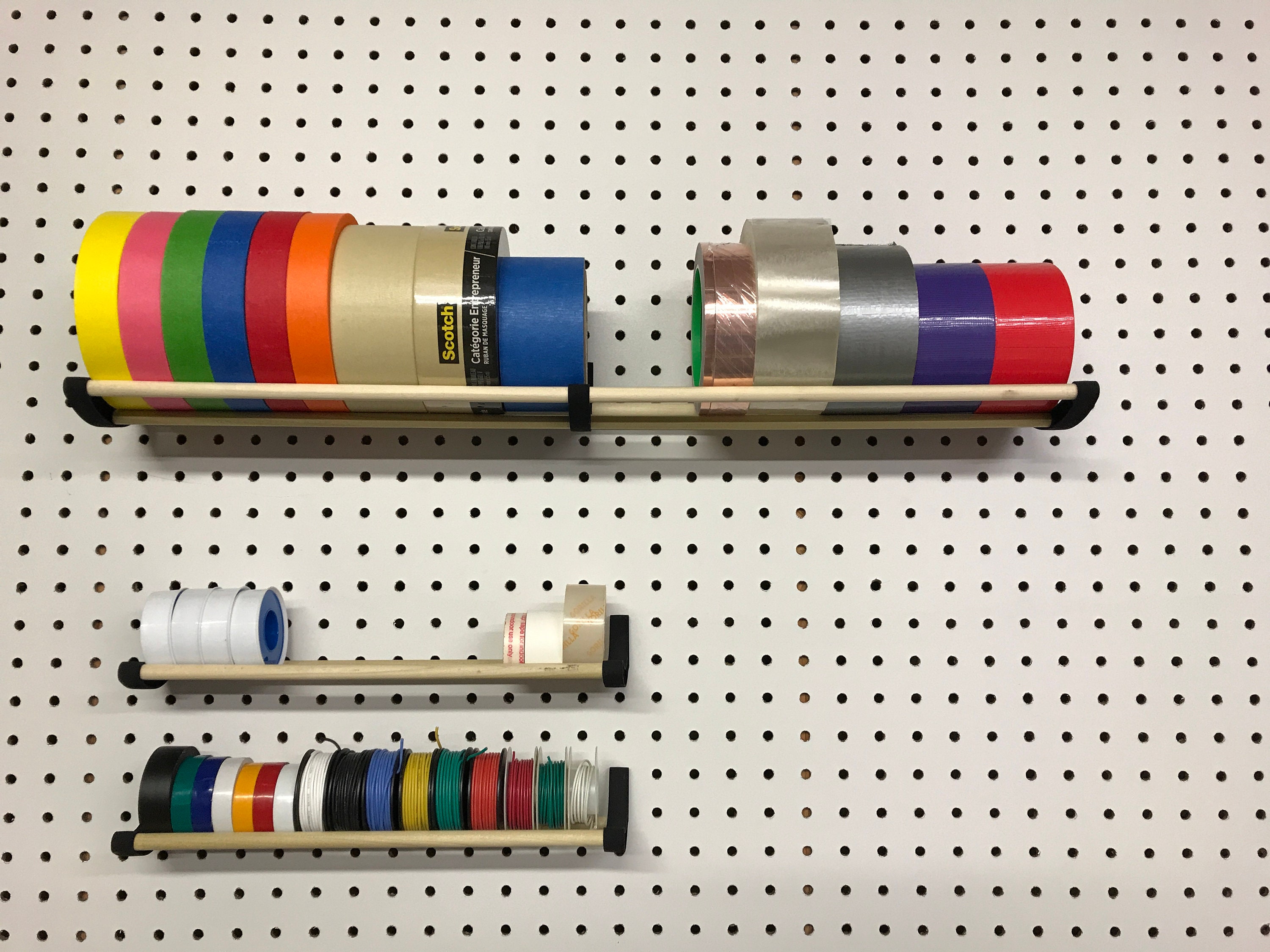 Tape roll spool organizer for pegboard Etsy