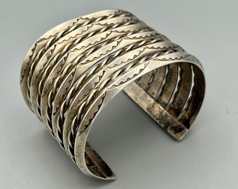 Douglas Etsitty Hand-stamped Cuff Bracelet, Navajo. Handmade