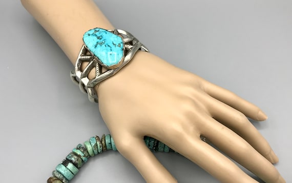Buy 76g Vintage Navajo Sand Cast Sterling Silver Cuff Bracelet W