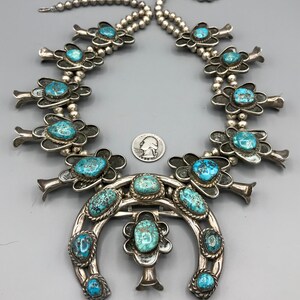 307g Vintage Navajo Sterling Silver Squash Blossom Necklace W Colorful ...