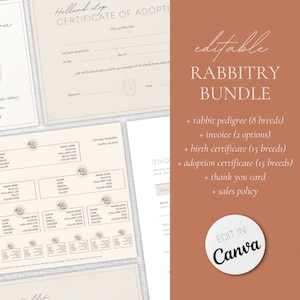 Bearbeitbare Kaninchen-Vorlagen | Kaninchen-Dokument-Bundle | Ästhetische Farmvorlagen | Druckbare Farm Dokumente