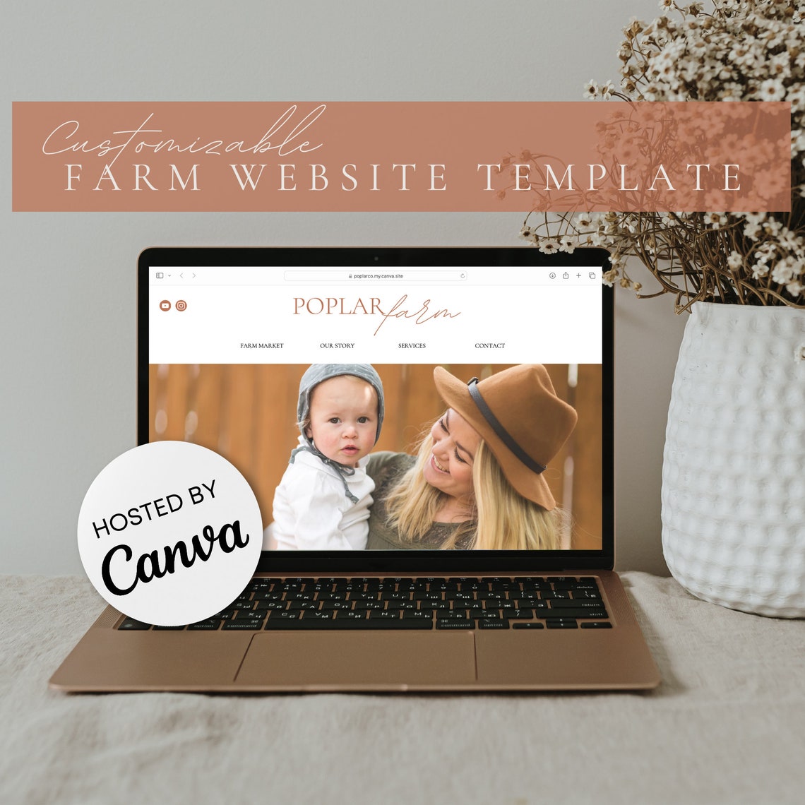 Aesthetic Farm Website Template Canva Website Template Homestead