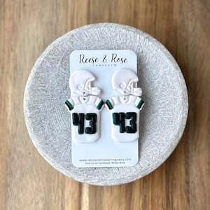 Personalized Football Earrings / Custom Clay Football Earrings / NFL Earrings/ School Team Clay Earrings