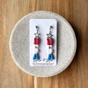 4th of July Earrings + Polymer Clay + Patriotic