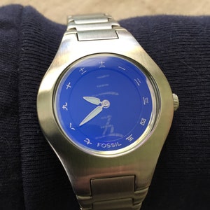 Fossil 90s Watch BIG TIC JR-7977 Vintage Stainless Steel