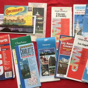 Vtg Stadtkarten 1990er Jahre Los Angeles, LA, Amsterdam, Chicago, Charlotte, Denver, Cincinnati, Los Angeles, Fort Worth, Stadtplan, 90s