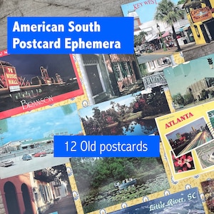 Cartes postales VTG USA Americana des années 1960 aux années 1990 American South Branson Atlanta Charleston Floride Key West timbres usagés ordure journal livre original